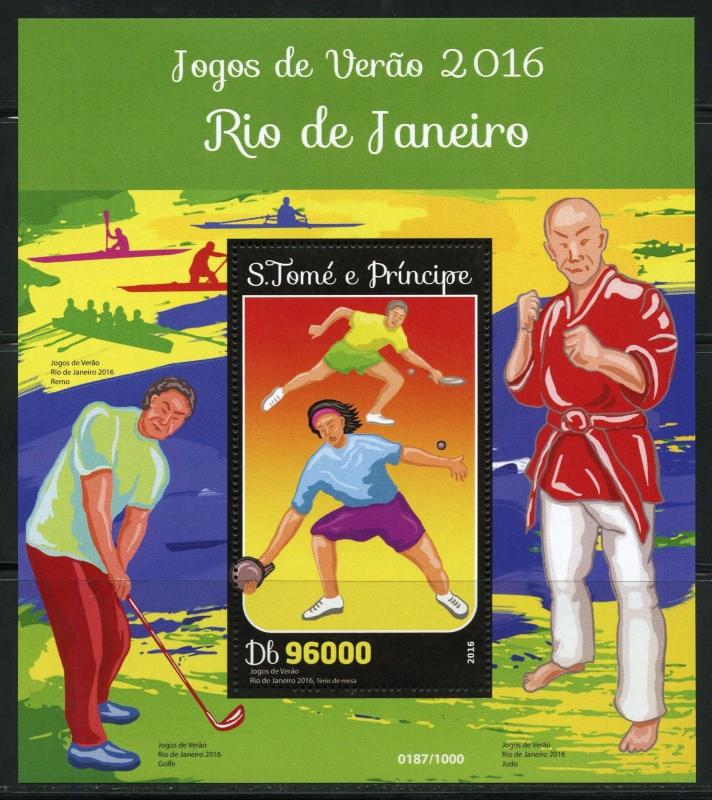 SAO TOME 2016 RIO OLYMPIC GAMES IMPERFORATE  SOUVENIR SHEET  MINT NH