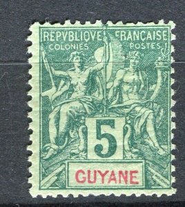 FRENCH GUIANA; 1890s classic Tablet type Mint hinged Shade of 5c. value