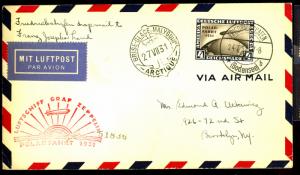 Germany #C42 UseD Polar Zep Flight cover F-VF Cat$825