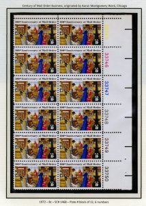 SC# 1468 - (8c) - Mail Order - 100th Anniv., MNH plate block/12 - UR 6 numbers