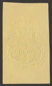 NATAL 1857 Embossed 9d, imperf, original die reprint. cat £9500 as normal.