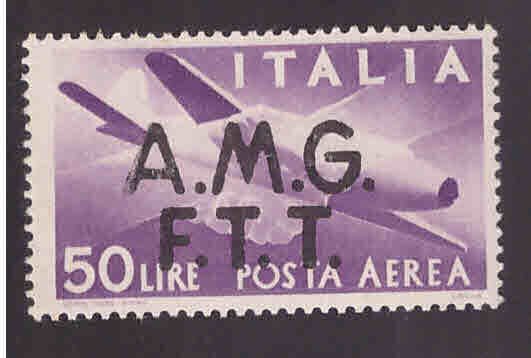 Italy Trieste Scott C6 AMG FTT MH* 50 Lire airmail stamp of  1947