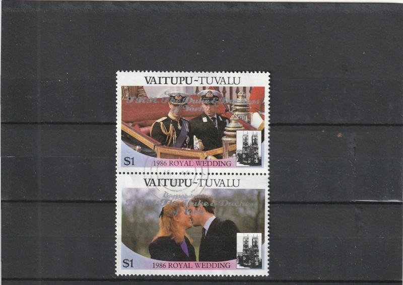 Tuvalu-Vaitupu  Scott#  69  Used Pair  (1986 Royal Wedding)