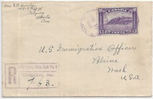 1934 Calgary, Alberta, Canada to Blaine, Wa Registered solo Sc #201 (65208)