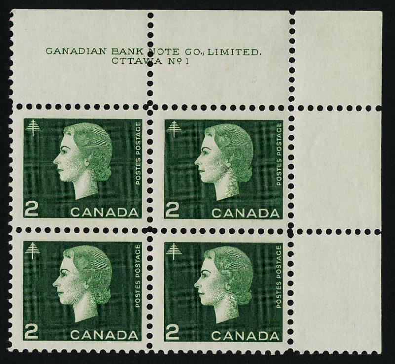 Canada 402 TR Block Plate 1 MNH Queen Elizabeth, Cameo 