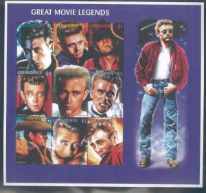 GREAT MOVIE LEGENDS  Commemorative Sheet of 9 MNH - Grenada E35