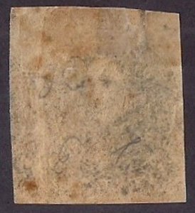 CSA #4 Mint single w lg portion of stamp at R, stains, HR flts but great price!