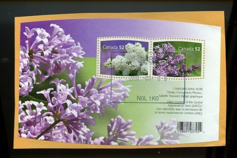 Flower Lilacs souvenir sheet Canada used