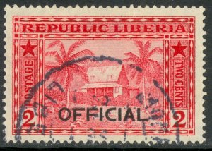 LIBERIA 1921 2c LIBERIAN HOUSE Official Sc O113 VFU