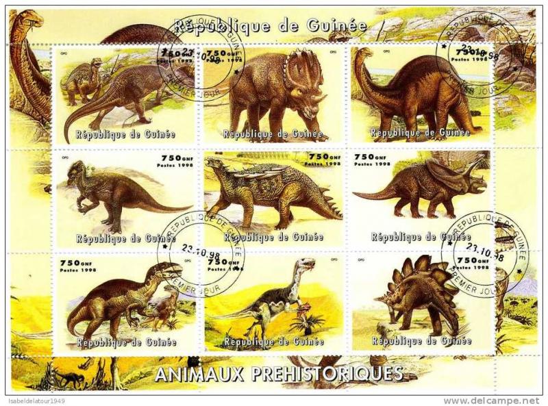 Guinea 1998 DINOSAURS Sheet (9) Perforated Fine Used VF