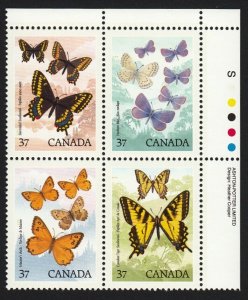 BUTTERFLIES = Canada 1988 #1213a MNH Se-Tenant UR Block of 4