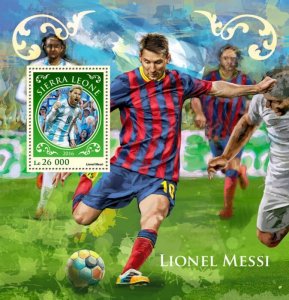 SIERRA LEONE - 2016 - Lionel Messi - Perf Souv Sheet - Mint Never Hinged