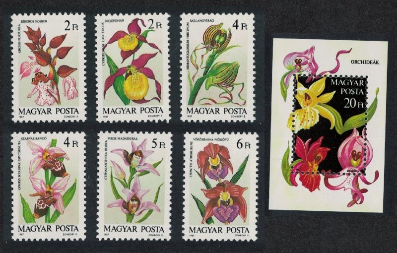 Hungary Orchids 6v+MS 1987 MNH SG#3795-MS3801