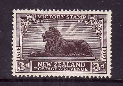 New Zealand-Sc#168-unused heavy hinge 3p black brown British Lion-1920-