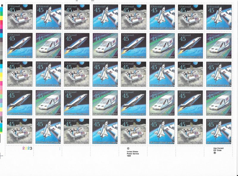 C122-125 MNH 45c. 20th UPU Congress,  Full Sheet,  Free Insured Shipping,