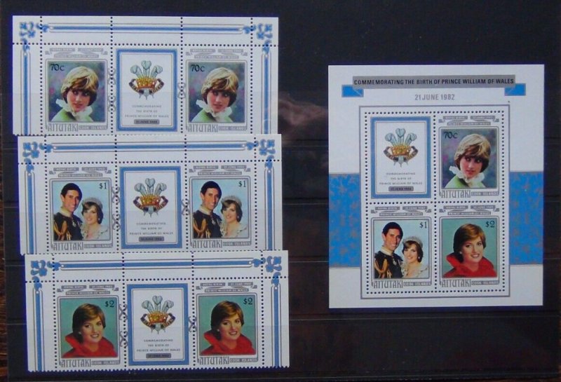 Aitutaki 1982 Birth of Prince William of Wales set & Miniature Sheet 2nd Issue