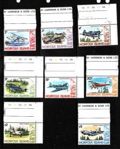 Norfolk Is.-Sc#257-270-Unused NH 1/2 set-Planes-Aircraft-1980-81-