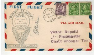 1928 AIRMAIL FIRST FLIGHT CAM 30-E8 SAINT LOUIS MO TO EVANSVILLE PM SIGNED