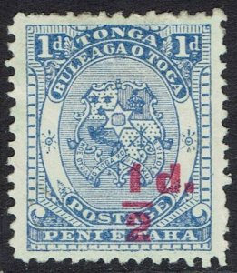 TONGA 1893 ARMS ½D ON 1D