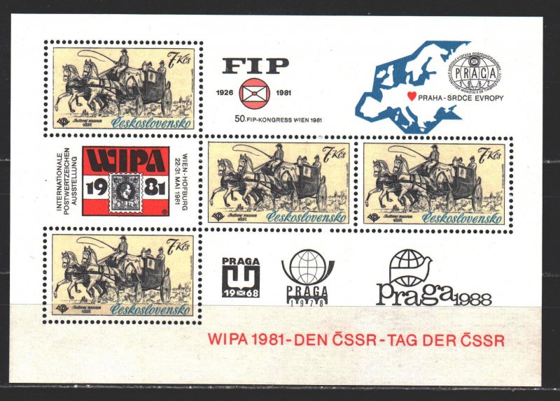 Czechoslovakia. 1981. bl44. Conference FIP, carriage horse. MNH.