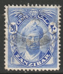 Zanzibar Scott 191 - SG306, 1926 Sultan 20c used