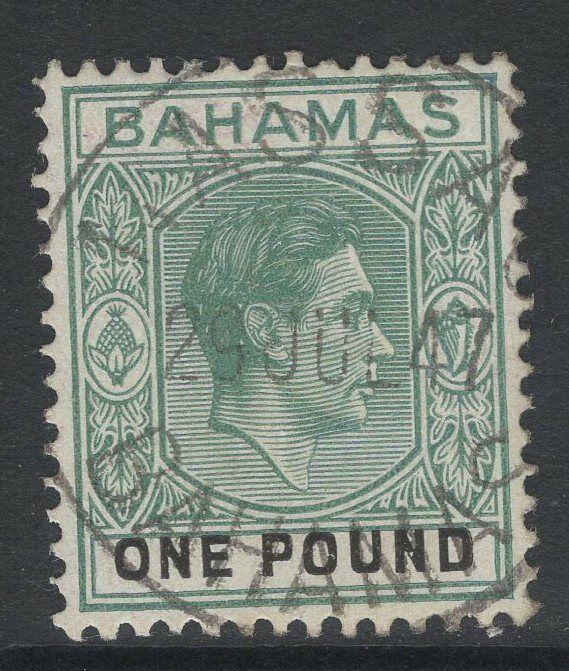 BAHAMAS SG157b 1944 £1 GREY-GREEN & BLACK ORD PAPER FINE USED