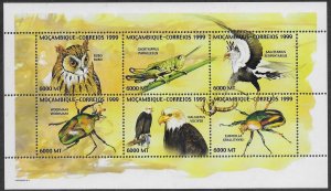 Mozambique  1999  Birds and Insects  sht of 6  MNH