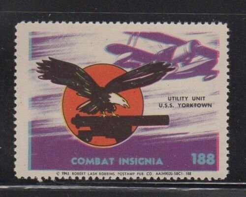 Military Combat Insignia Robbins Collector Stamp #188 Utility Unit, USS Yorktown 