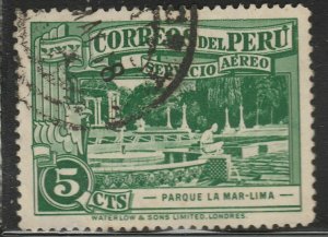 Peru Air Post 1936-37 La Mar Park 5c Used A18P55F406-