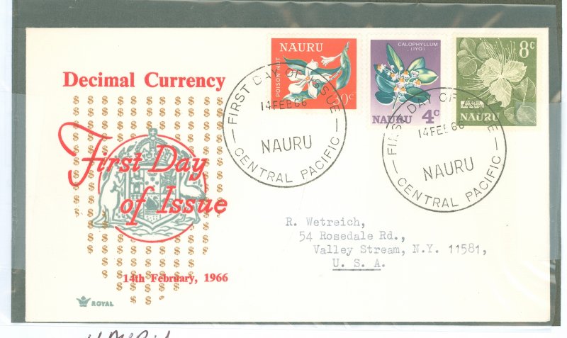 Nauru  1966 8c, 4c & 30c FDC