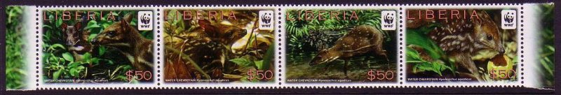 Liberia WWF Water Chevrotain strip of 4 2011 MNH