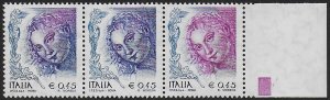 2004 Italia Woman in Art 45c. darkest violet strip of three MNH Sassone n. 2726A