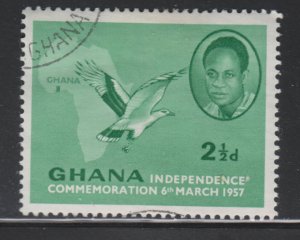 Ghana 2 Kwame Nkrumah, Map and Palm-nut Vulture 1957