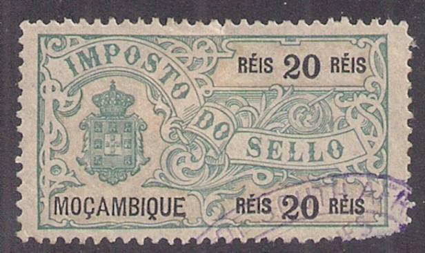 Mozambique: Imposto de Sello 20 Reis Revenue Stamp used Fine and scarce