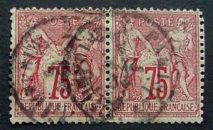 France, Scott 75, Used pair with Paris cancel