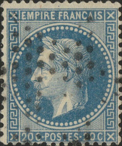 FRANCE - Yv.29B 20c bleu (type II) ob. étoile muette - léger pli d'angle