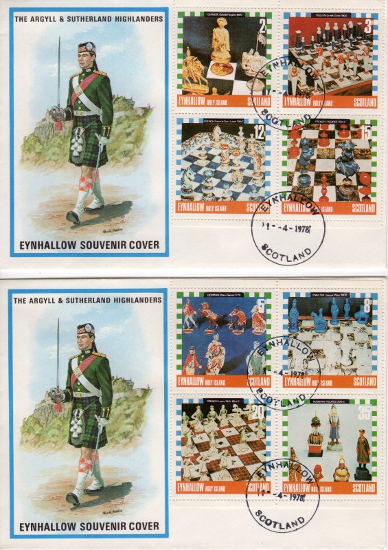 Eynhallow 1978 Chess Pieces Set of 8 values perforated FDC (2)