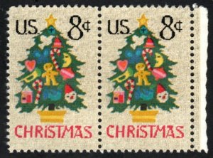 SC# 1508 - (8c) - Christmas Tree in Needlepoint, Used Pair