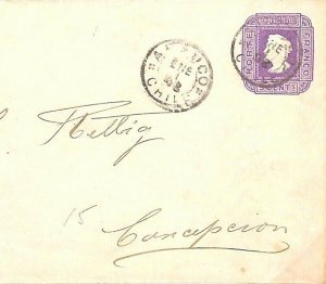 CHILE Postal Stationery Envelope Very Fine Used *Arauco* Concepcion c1896 GA44