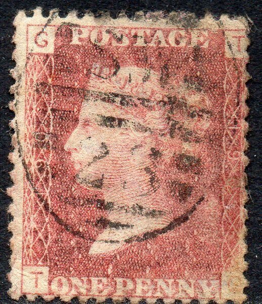 1876 Sg 43 1d rose-red 'TG' Plate 190 with London Duplex Cancel Fine Used