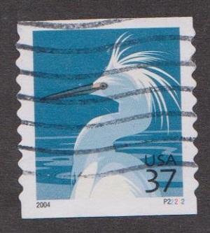 US #3829A Snowy Egret Used PNC Single plate #P22222