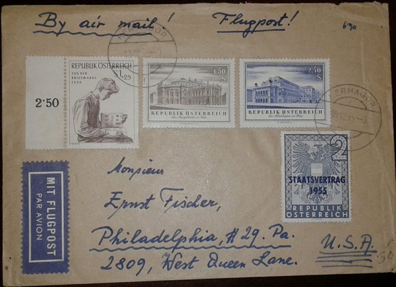 O) 1955 AUSTRIA, PROMOTION AUSTRIAN PHILATELIC -COLLECTOR, BURGTHEATER VIENNA, O