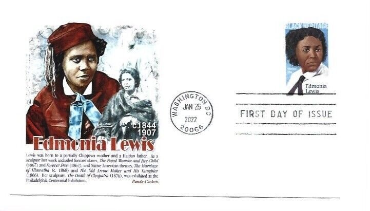 5663 Edmonia Lewis, Black Heritage 2022 Panda Cachets FDC