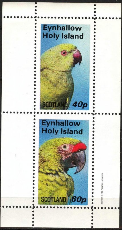 {E165} Eynhallow Scotland Birds (1) Parrots Sh.2 MNH Cinderella !!