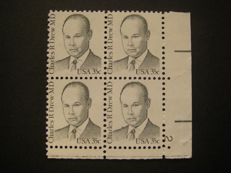 Scott 1865, 35c Charles R Drew MD, PB4 #2 LR, MNH Great Americans Beauty