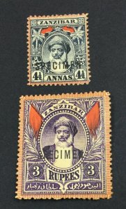 MOMEN: ZANZIBAR SG #196s,202s SPECIMEN MINT OG H £80 LOT #230131-8829