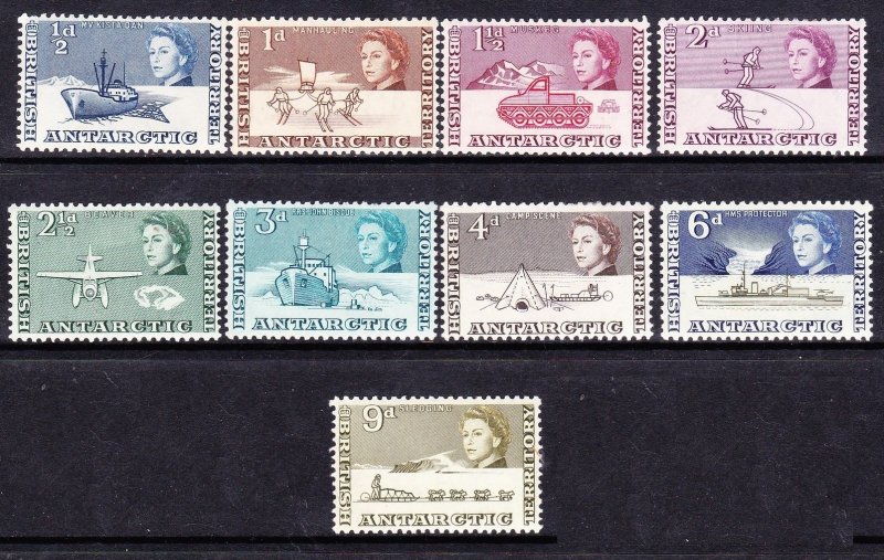 BRITISH ANTARCTIC TERRITORY 1963 QEII 1/2d to 9d SG1 to 9 MH