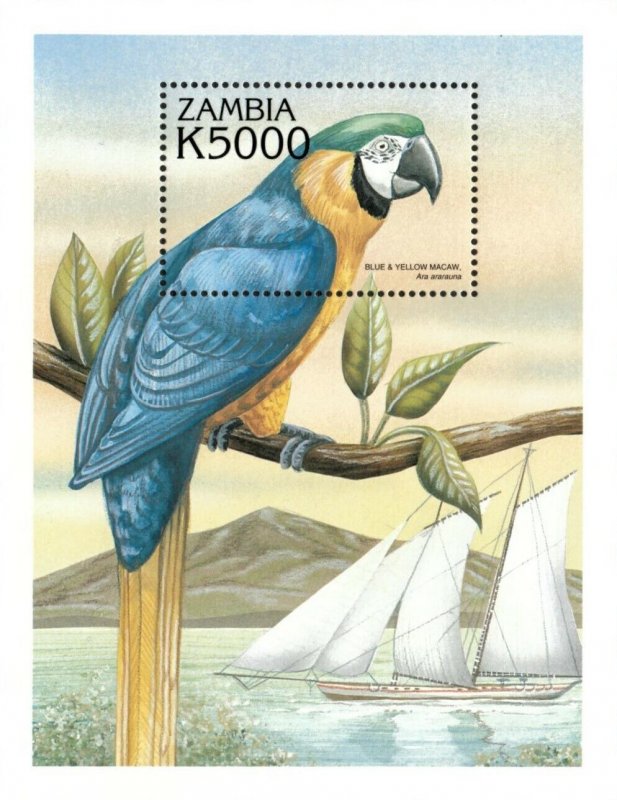 Zambia 2000 - Birds of the World Macaw - Souvenir Sheet - Scott 891 - MNH