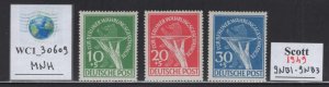 WC1_30609. GERMAN OCCUPATION. Rare 1949 BERLIN VICTIMS set. Sc.9NB1-9NB3. MNH