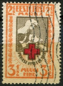 Estonia Sc#B7 Used, 2½ (3½)m org, brn & car, Red Cross Charity Issue (1922)